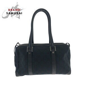 GUCCI black GG canvas handbag Boston bag